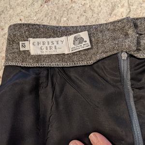 100% Wool Pockets Acadamia Christy Girl New York Charcoal Gray Pencil Skirt EUC